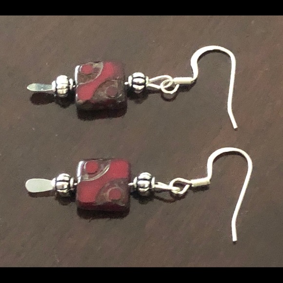 Ruby Red Glass Heart Pendant Necklace and Earrings - Picture 12 of 12